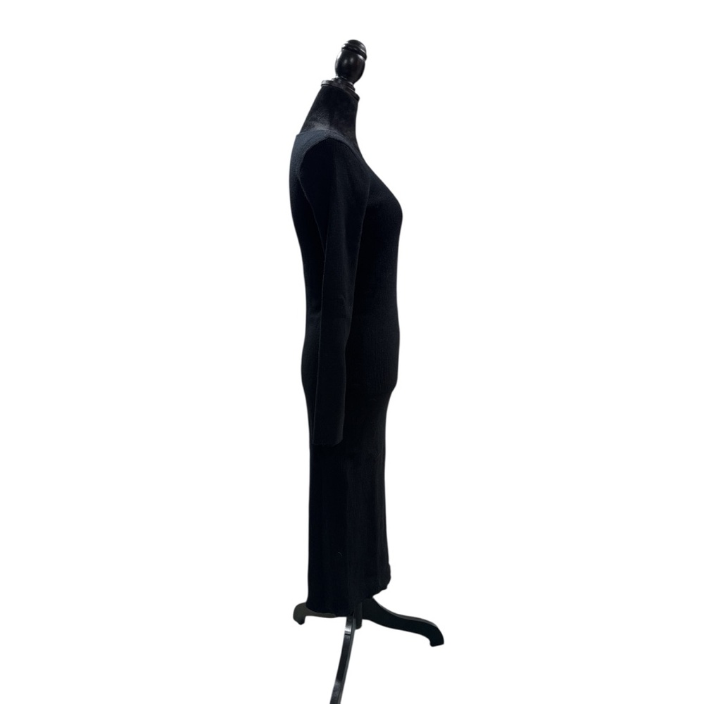 RSQ Chic Black Ribbed Long‎ Sleeve Maxi Bodycon Minimalist Dress XL - Picture 6 of 7